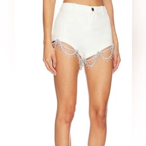 Lovers + Friends White Beaded Trim Shorts Krissie Short in White